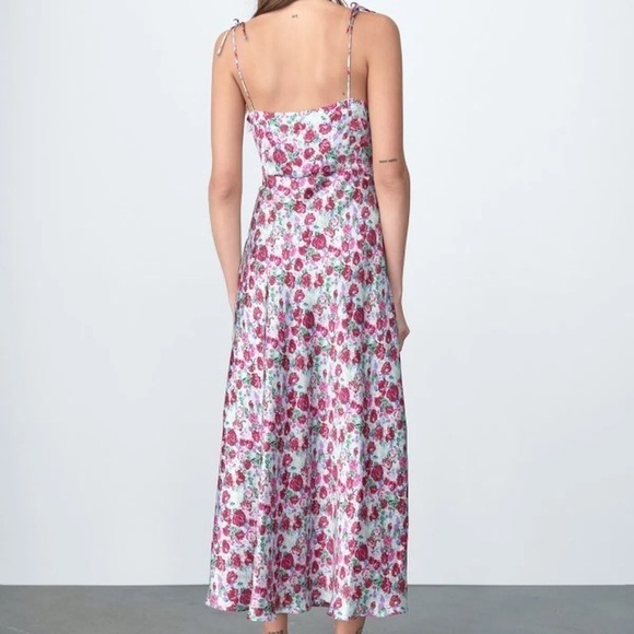 NWT Zara Satin Floral Spaghetti Strap Slip Dress Size US XS - Picture 2 of 14